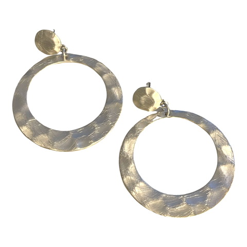 Pave Disc Earrings - Gold