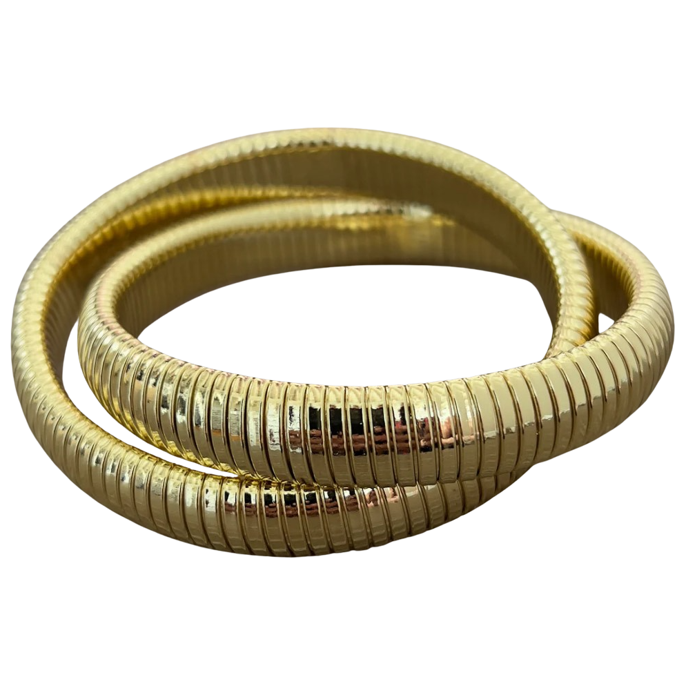 12MM Double Cobra Bracelet - Gold