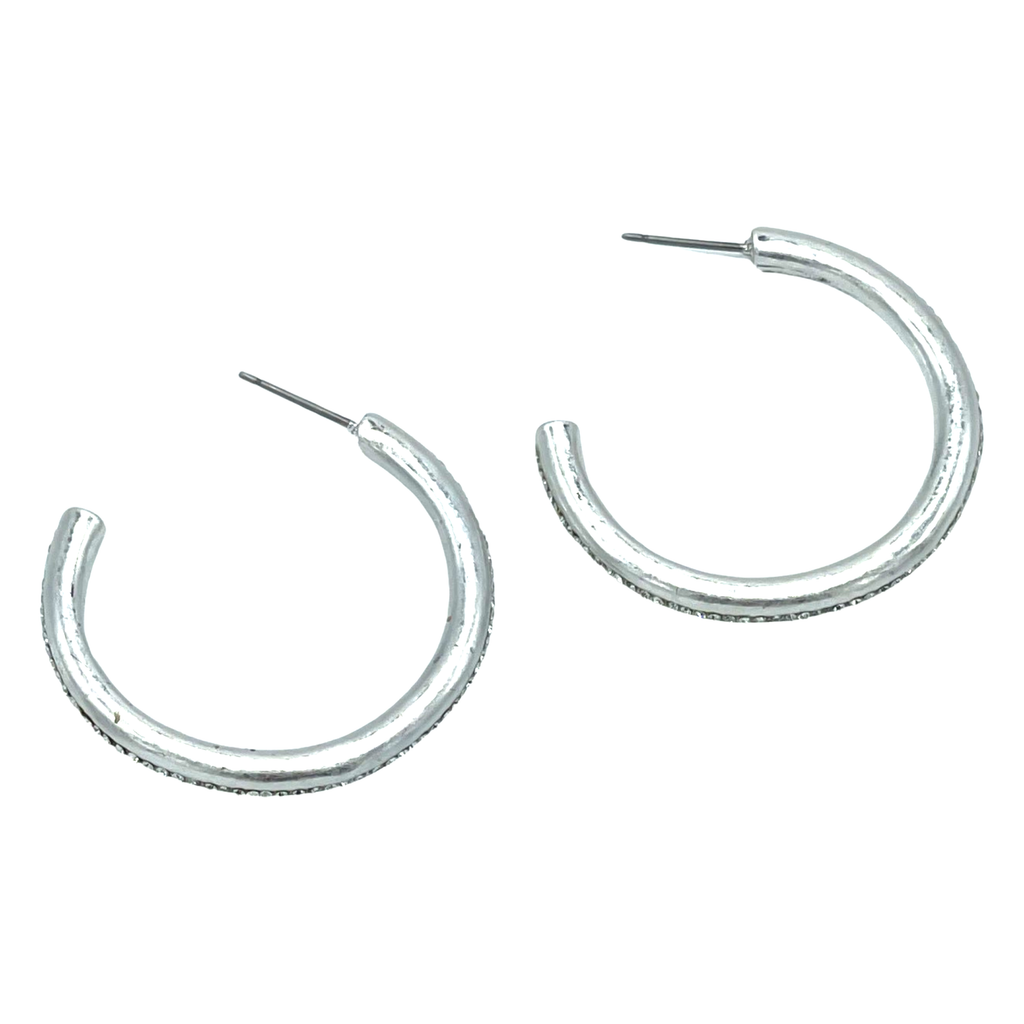 Hoop Line Earrings - Silver