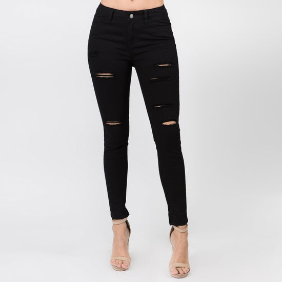 Black Sliced Skinny Jeans