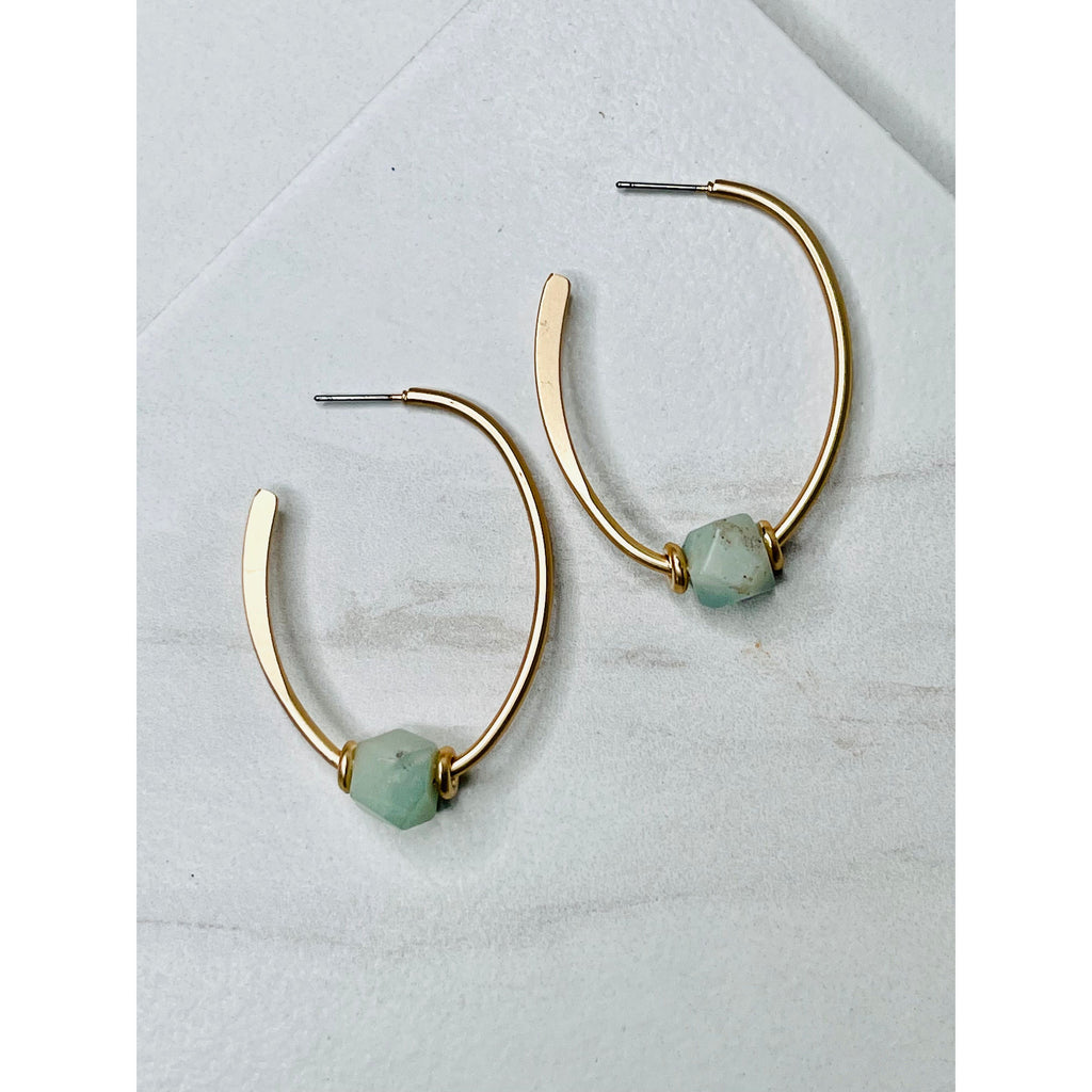 Gold Hoop Stone Accent - Earrings