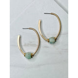 Gold Hoop Stone Accent - Earrings