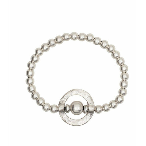 Pewter Hammered Cristal Ring